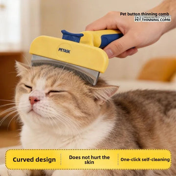 Curved Pet Grooming Comb, Deshedding & Dematting Brush for Cat Dog, Removes Loose Hair Undercoat, Pet Cleaning Tool