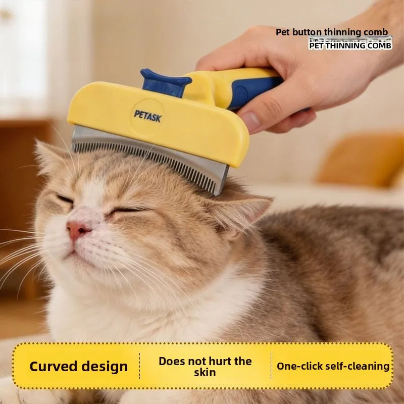 Curved Pet Grooming Comb, Deshedding & Dematting Brush for Cat Dog, Removes Loose Hair Undercoat, Pet Cleaning Tool