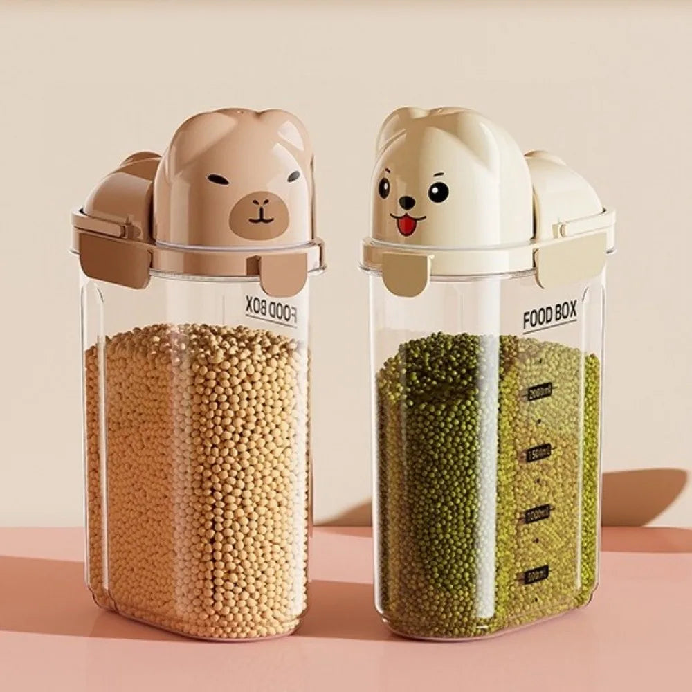 Large Capacity Dog Food Storage Box Transparent Leak Proof Food Storage Container with Scale Moisture-proof Cereal Container