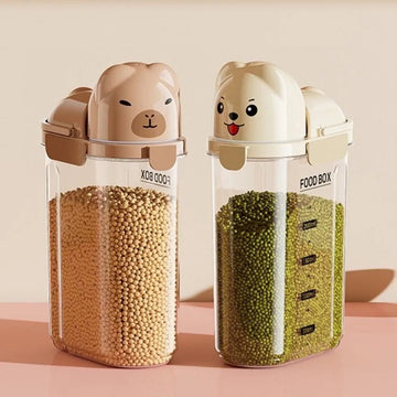 Large Capacity Dog Food Storage Box Transparent Leak Proof Food Storage Container with Scale Moisture-proof Cereal Container