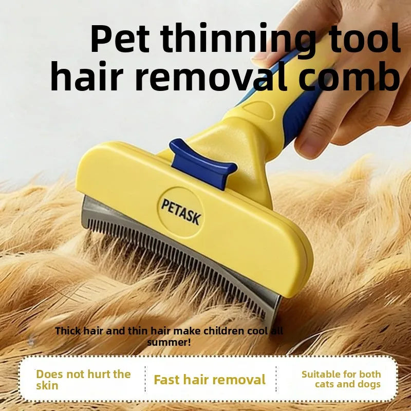 Curved Pet Grooming Comb, Deshedding & Dematting Brush for Cat Dog, Removes Loose Hair Undercoat, Pet Cleaning Tool