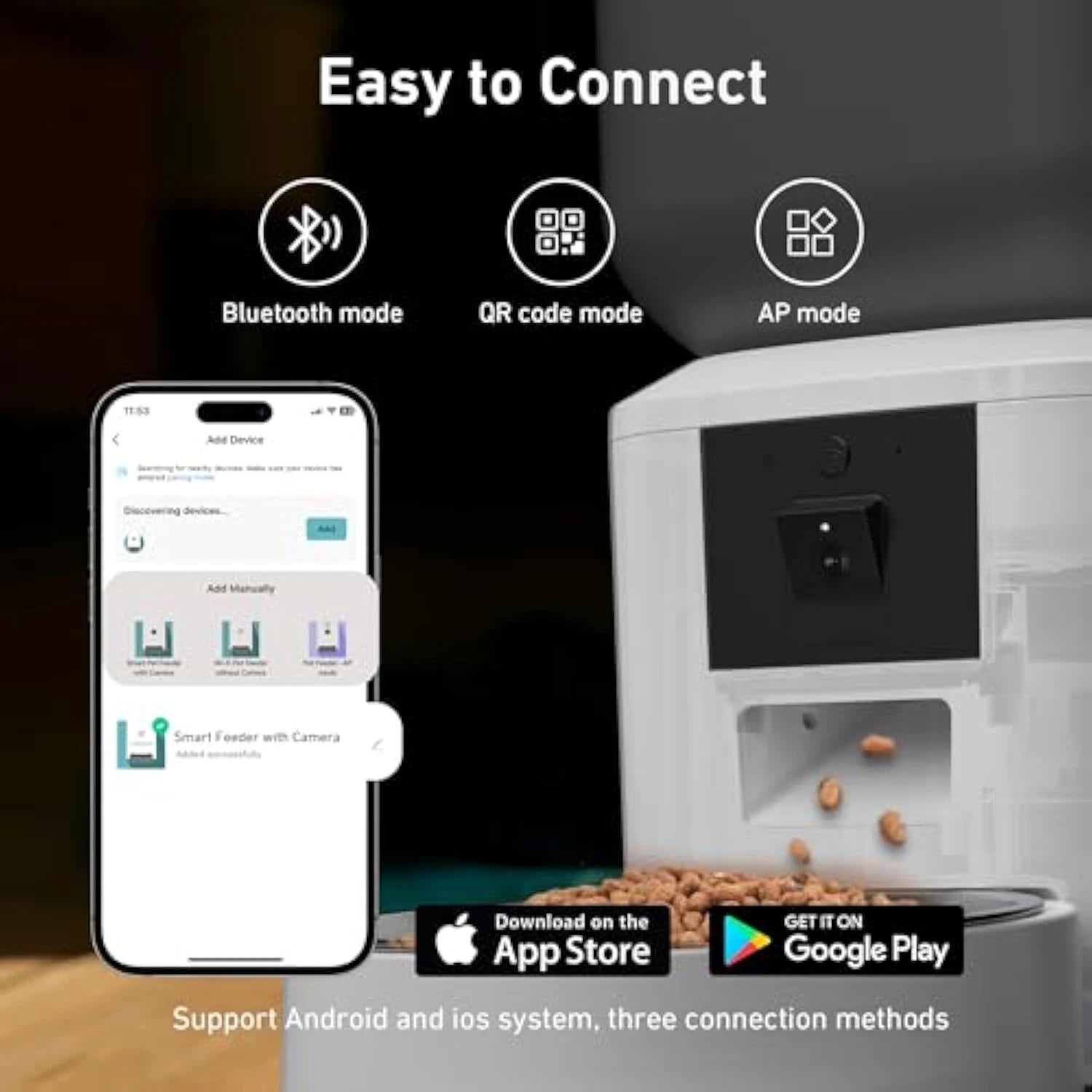 Automatic Cat Feeder Food Dispenser With 1080 FHD WIFI Camera Recorder 8L Smart