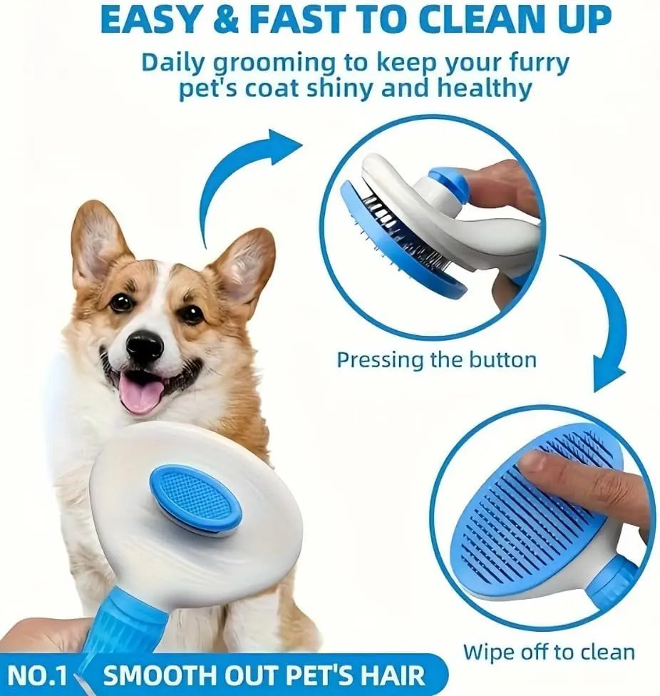 Self-Cleaning Pet Slicker Brush One-Click Cat Dog Hair Remover Professional Grooming Comb for Long/Short Fur Pets Supplies