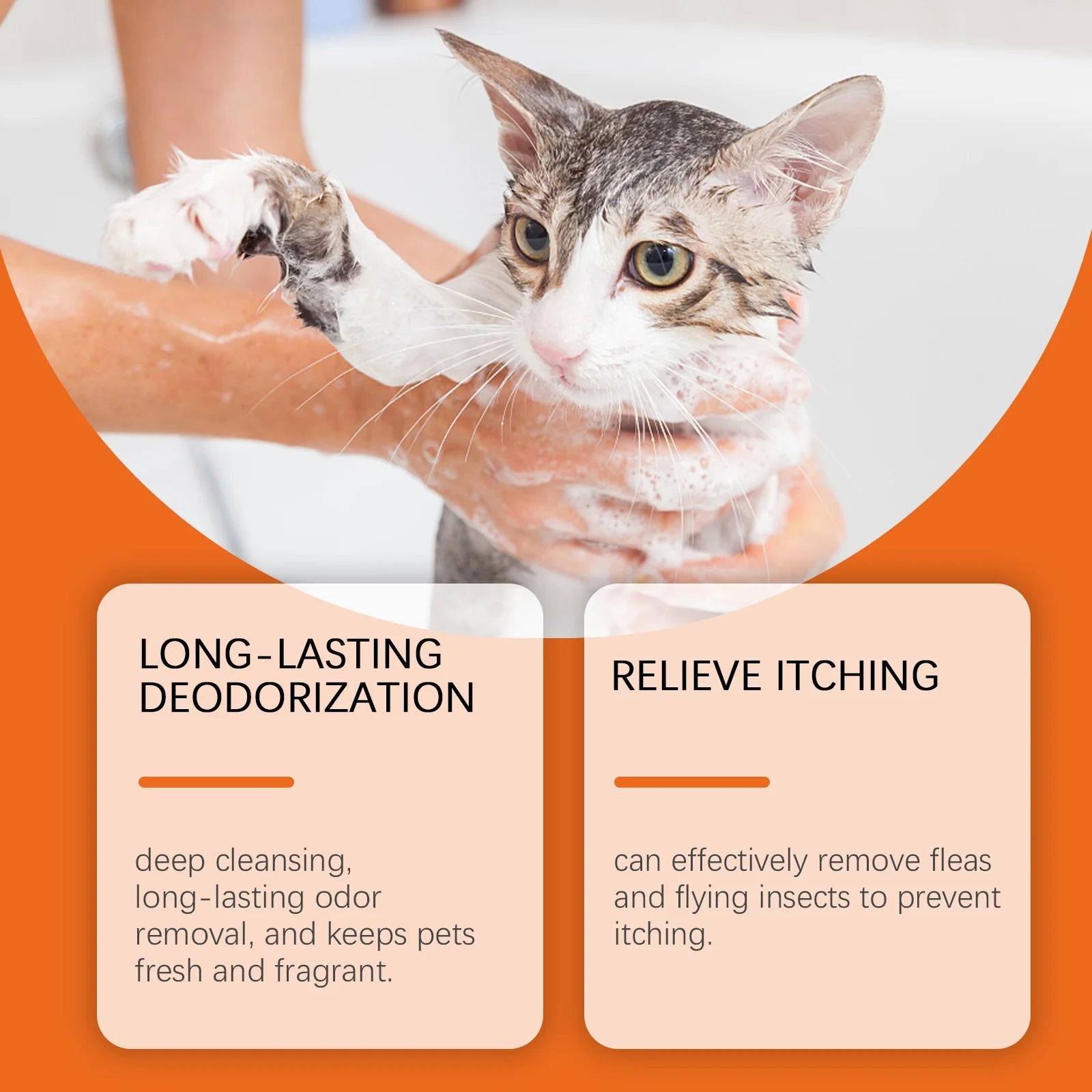 Pet Long-Lasting Odor Removal Shampoo Cleans Pet Hair Odor Fluffy Removes Fleas Flying Insects Prevent Itching Softening Shampoo