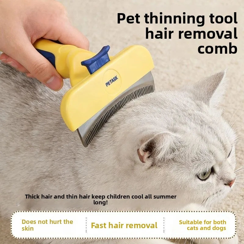 Curved Pet Grooming Comb, Deshedding & Dematting Brush for Cat Dog, Removes Loose Hair Undercoat, Pet Cleaning Tool