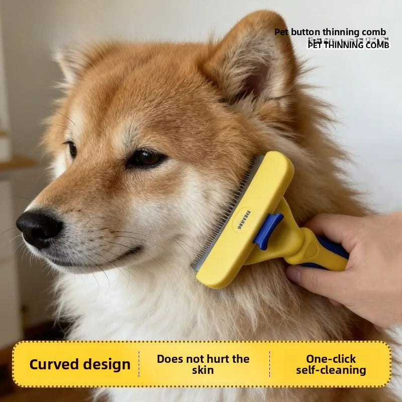 Curved Pet Grooming Comb, Deshedding & Dematting Brush for Cat Dog, Removes Loose Hair Undercoat, Pet Cleaning Tool