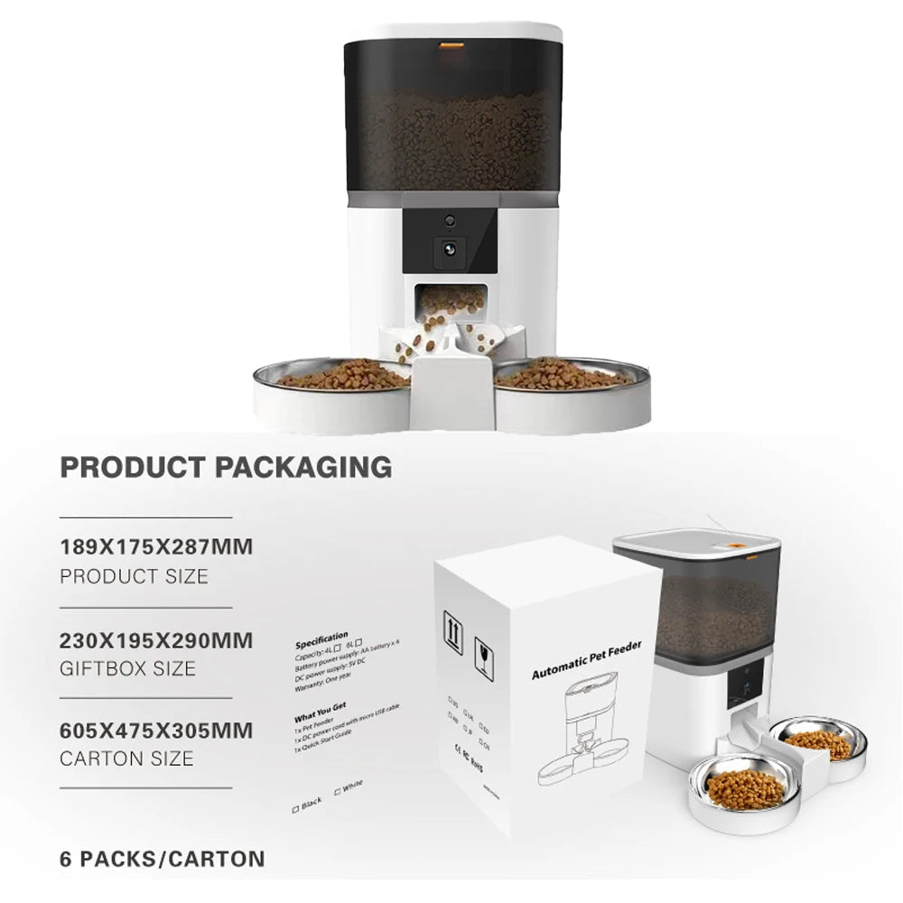 Automatic Cat Feeder Food Dispenser With 1080 FHD WIFI Camera Recorder 8L Smart