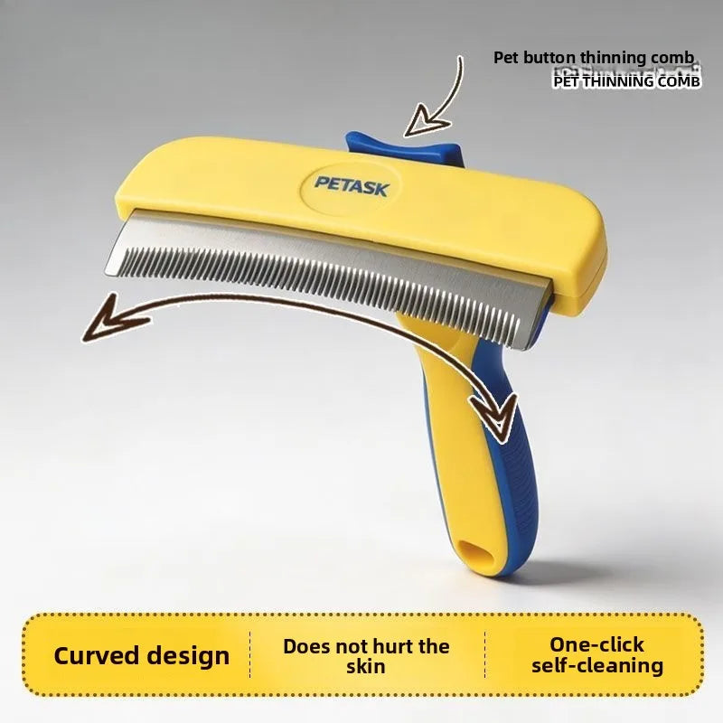 Curved Pet Grooming Comb, Deshedding & Dematting Brush for Cat Dog, Removes Loose Hair Undercoat, Pet Cleaning Tool