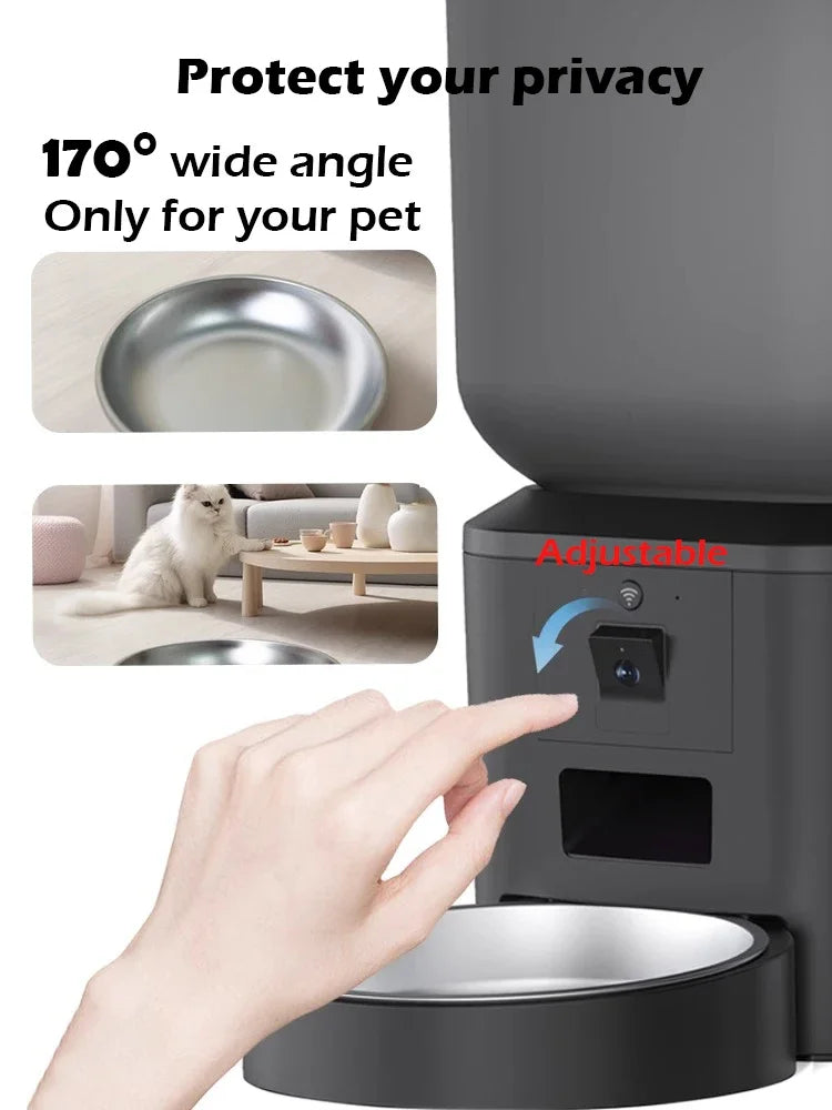 Automatic Cat Feeder Food Dispenser With 1080 FHD WIFI Camera Recorder 8L Smart