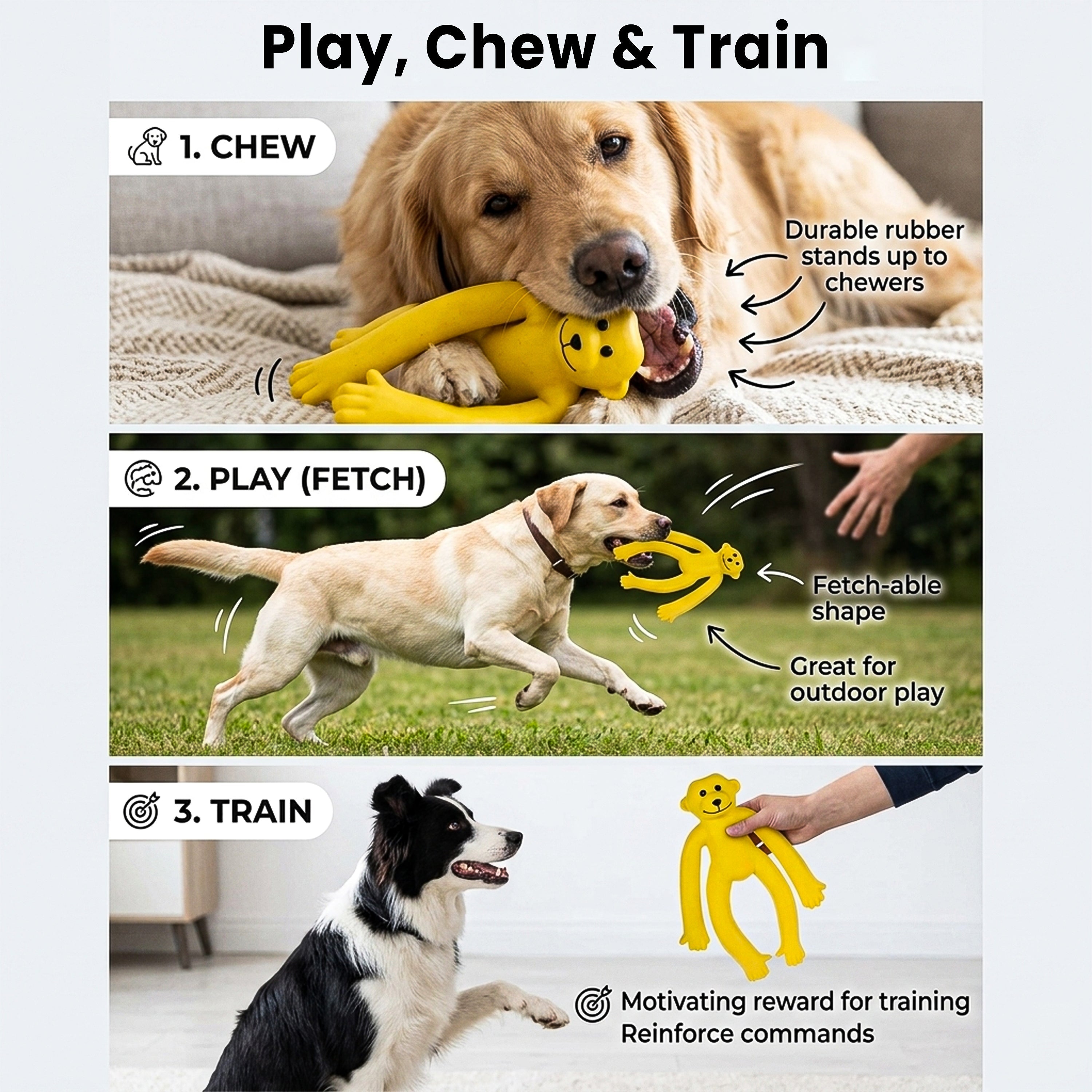 Durable Squeaky Monkey Dog Toy – Premium Latex Rubber Chew Toy for Puppies & Aggressive Chewers | Fun Interactive Pet Play Toy