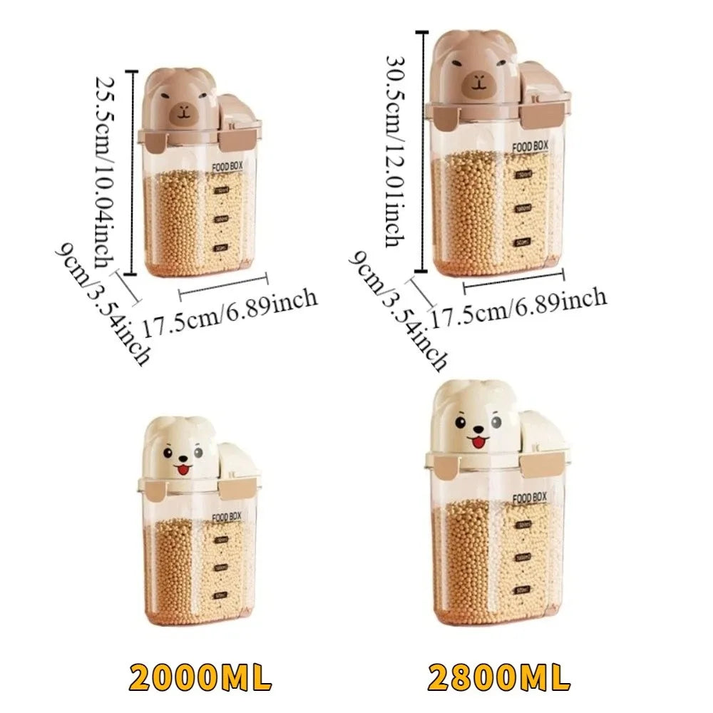 Large Capacity Dog Food Storage Box Transparent Leak Proof Food Storage Container with Scale Moisture-proof Cereal Container