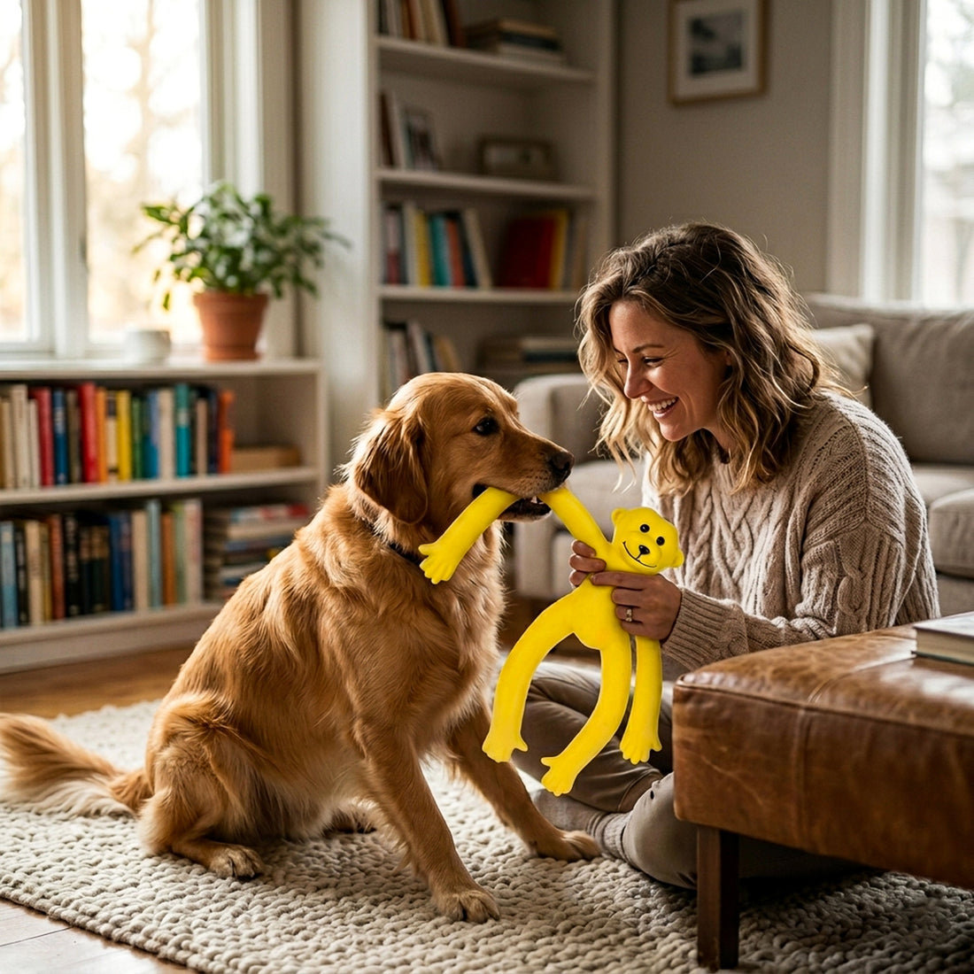 Durable Squeaky Monkey Dog Toy – Premium Latex Rubber Chew Toy for Puppies & Aggressive Chewers | Fun Interactive Pet Play Toy