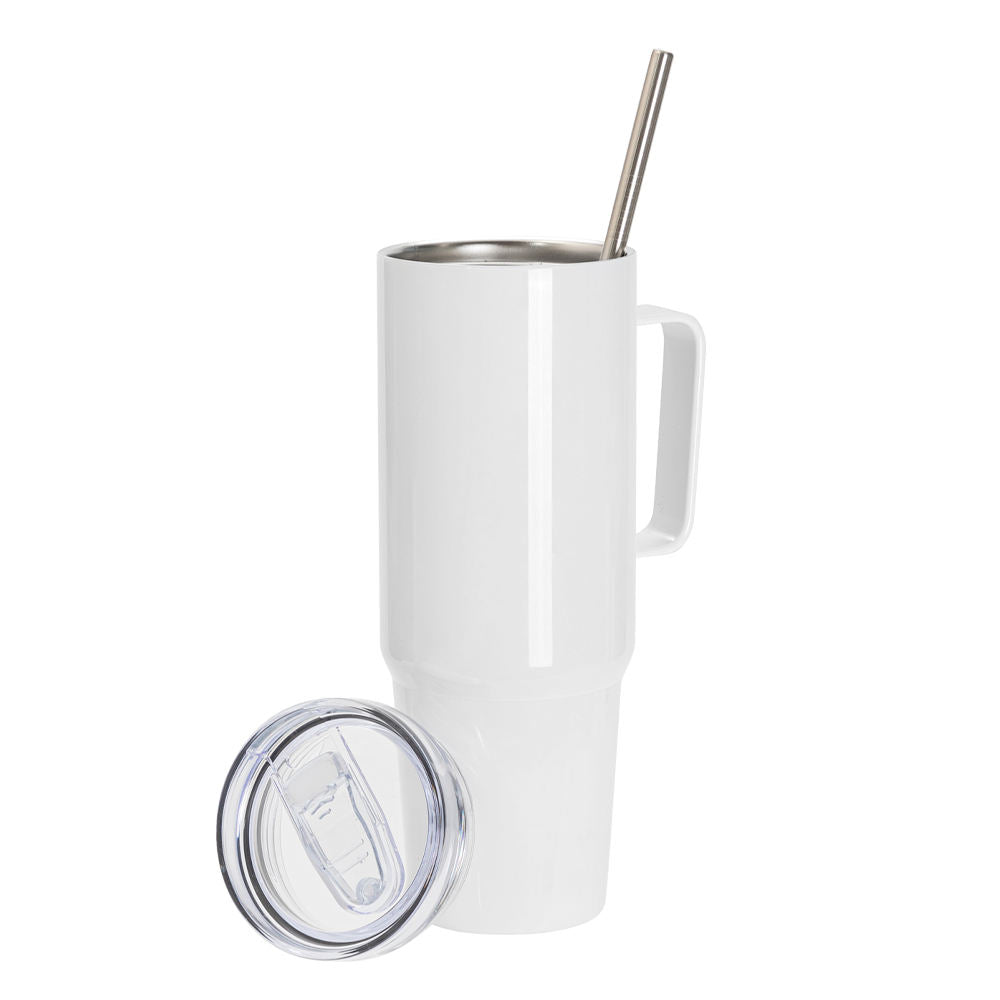 PYD Life 40oz Travel Mug Double Wall Stainless Steel Sublimation Blank Tumbler Custom Cup with Metal Handle