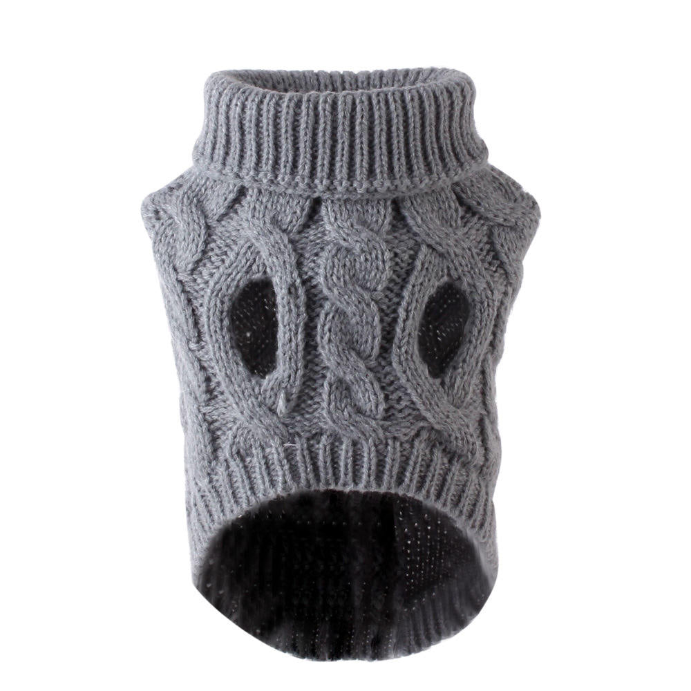 Luxury Knitted Pet Sweater with Fur Collar – Warm Winter Dog Outfit for Small Pets
