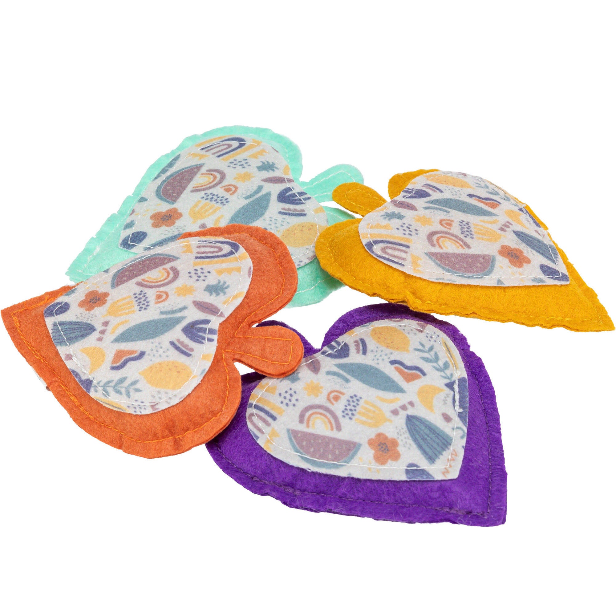 Felt Heart With Valerian Filling 11 Cm Pet Toy Blue Polka Dot Design