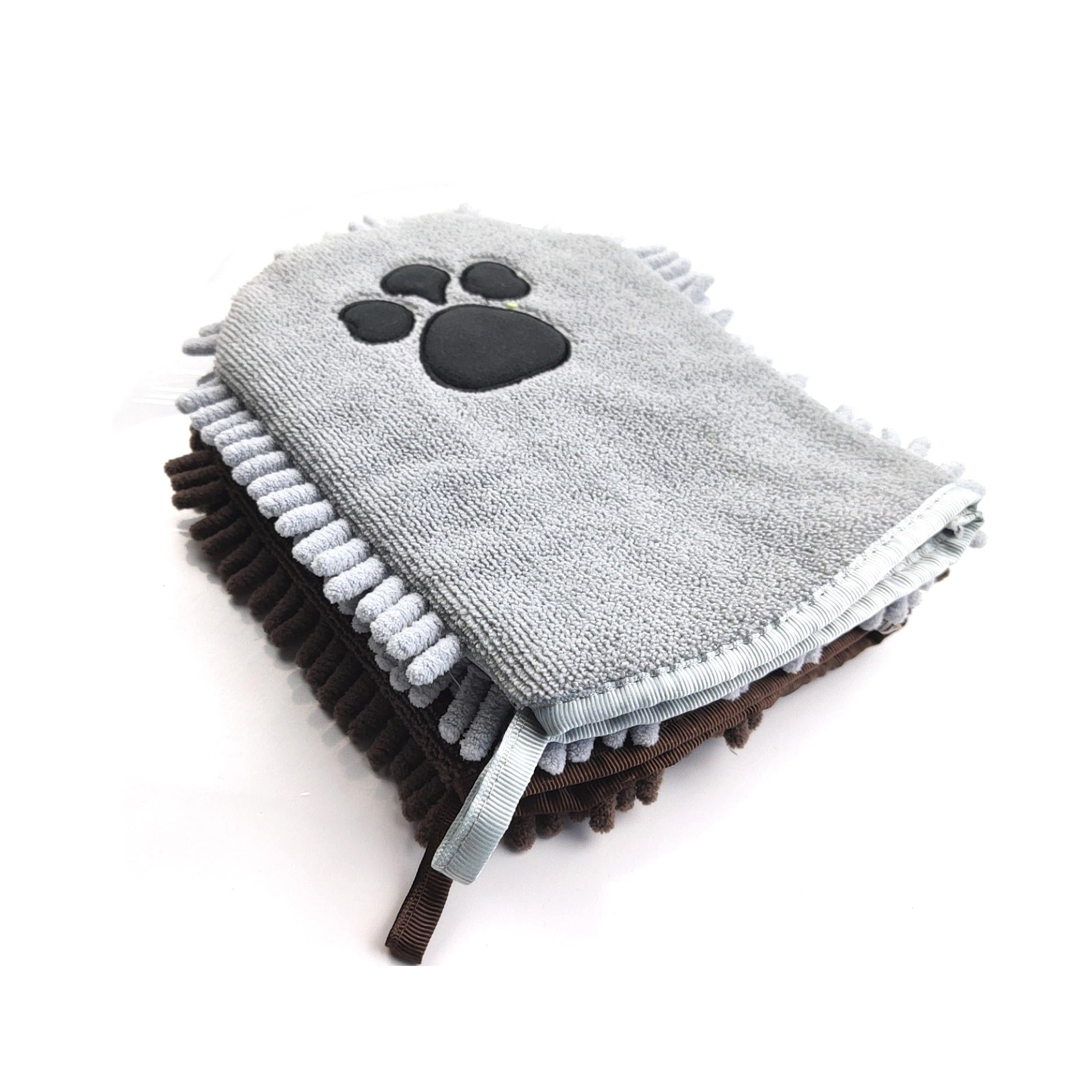 Microfiber Chenille Towel Cloth Absorbent Pet Cleaning Gloves with Paw Embroidery for Dog Bathing