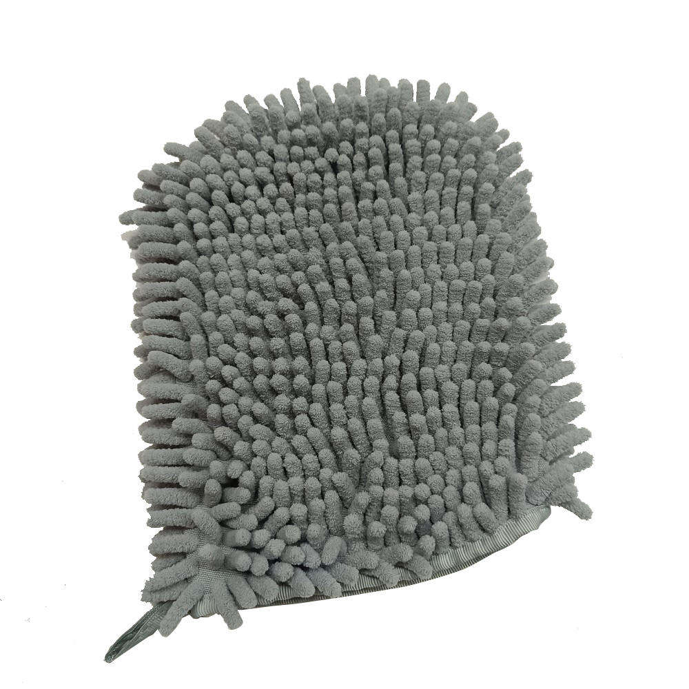 Microfiber Chenille Towel Cloth Absorbent Pet Cleaning Gloves with Paw Embroidery for Dog Bathing