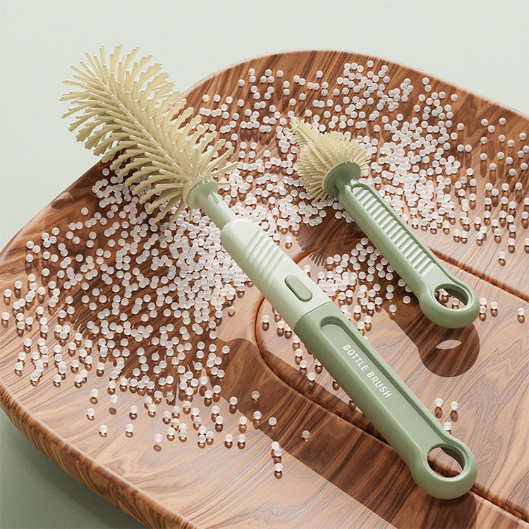 Baby Bottle Brush Set Food Grade Easy Silicone Bottle Brush Pacifier Cup Nipple Cleaning Brushes Set With Drainage Rack