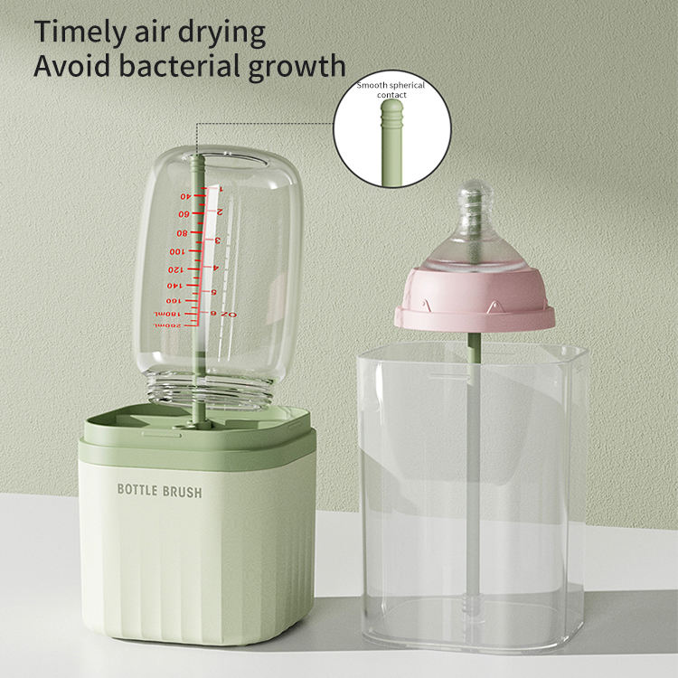 Baby Bottle Brush Set Food Grade Easy Silicone Bottle Brush Pacifier Cup Nipple Cleaning Brushes Set With Drainage Rack