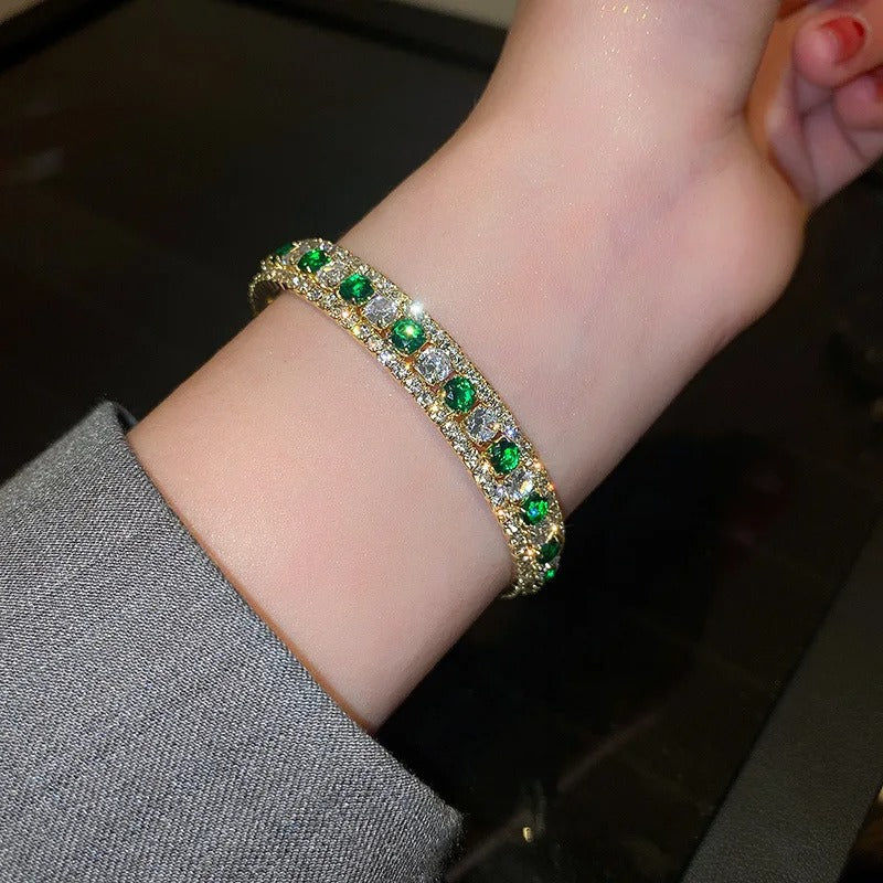 Geometric Zircon Bracelet & Bangles For Women Pink Green Cuff Bracelets Weddings Party