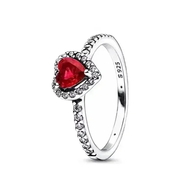 High quality 925 Sterling Silver Various Colors Shiny Heart-shaped Ring Exquisite Luxury Charm