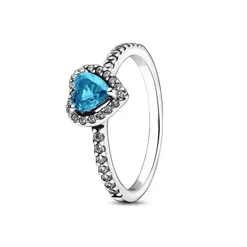 High quality 925 Sterling Silver Various Colors Shiny Heart-shaped Ring Exquisite Luxury Charm