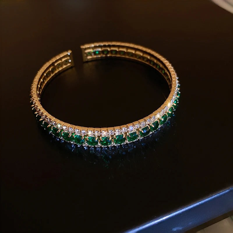 Geometric Zircon Bracelet & Bangles For Women Pink Green Cuff Bracelets Weddings Party