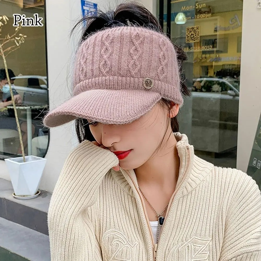 New Autumn Winter Warm Rabbit Knitted Hats Outdoor Sports Golf Ponytail Hat Baseball