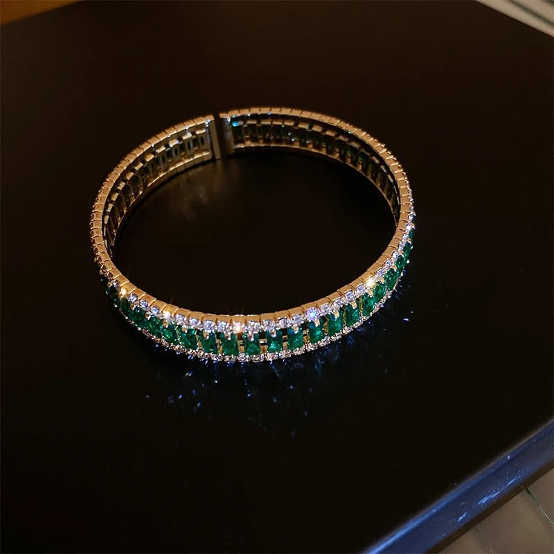 Geometric Zircon Bracelet & Bangles For Women Pink Green Cuff Bracelets Weddings Party