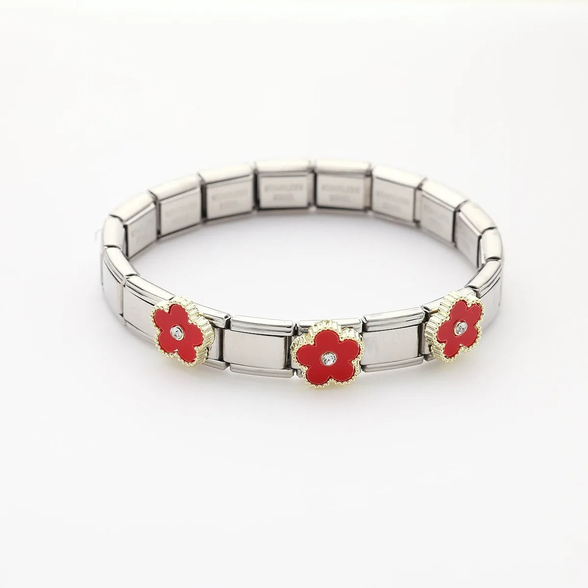 Fashion Five Leaf Flower Bracelet Stainless Steel Strap Stretch Simple for Woman Girl New Trend