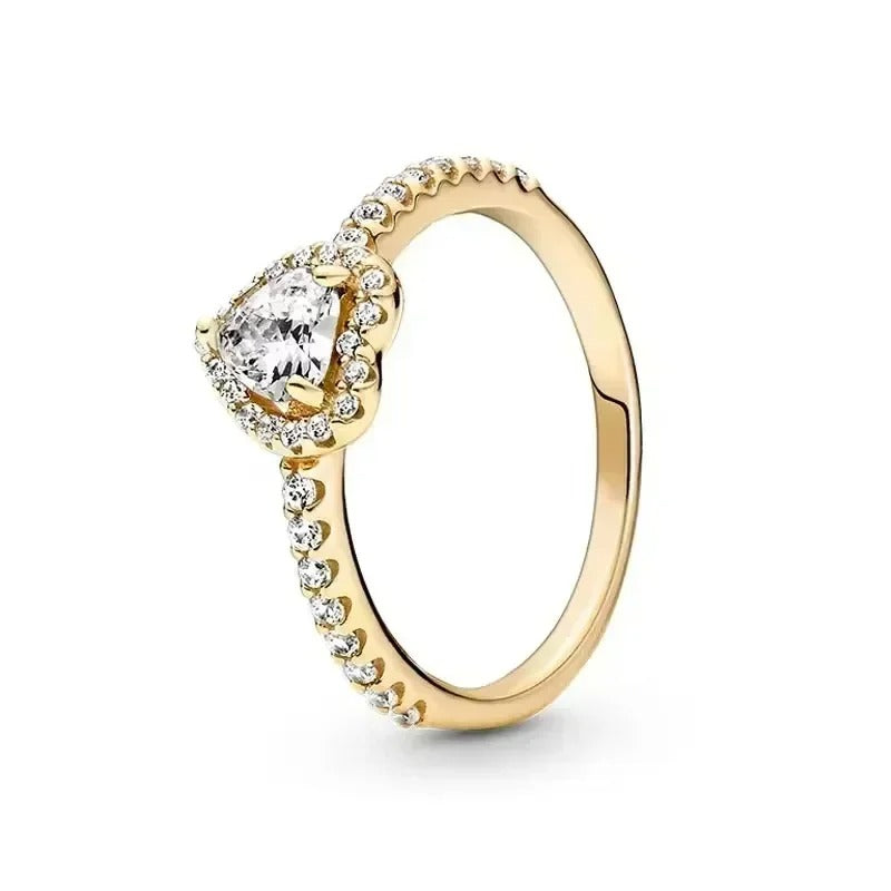 High quality 925 Sterling Silver Various Colors Shiny Heart-shaped Ring Exquisite Luxury Charm