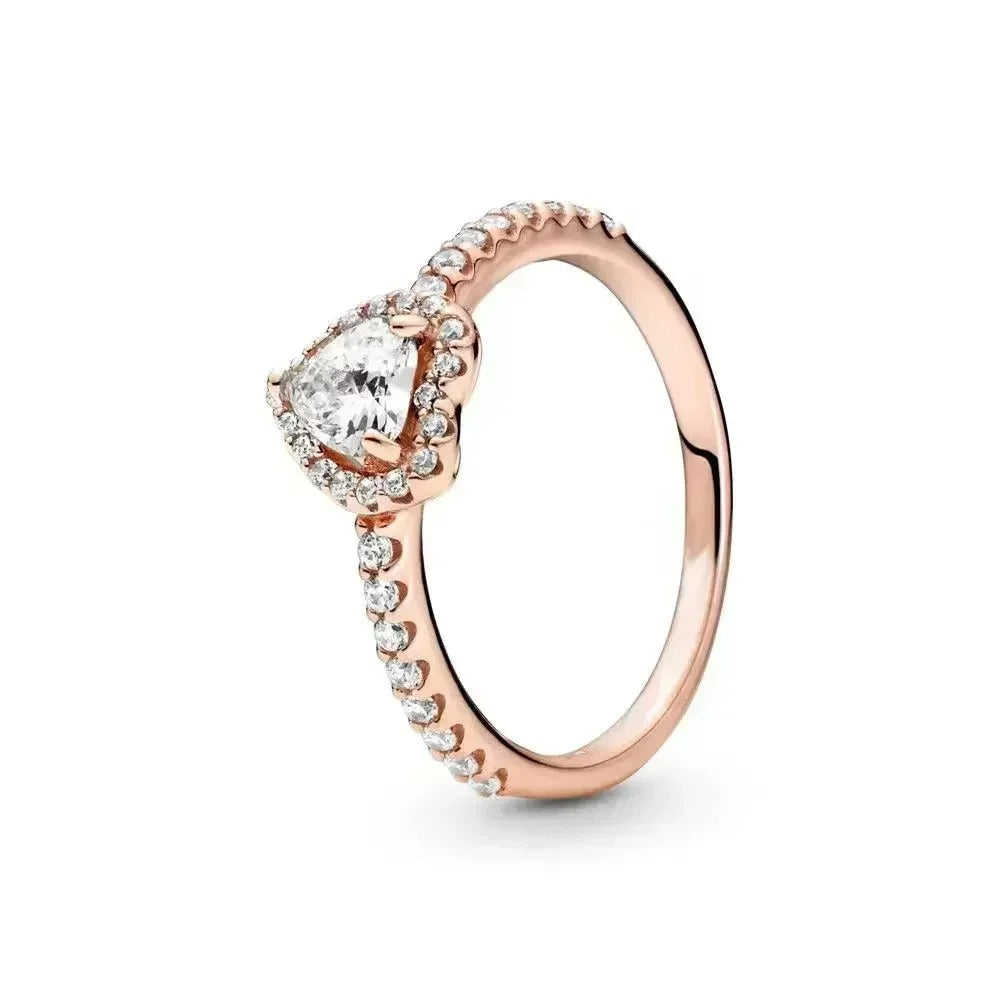 High quality 925 Sterling Silver Various Colors Shiny Heart-shaped Ring Exquisite Luxury Charm