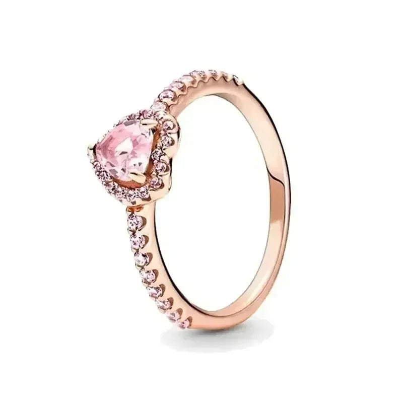 High quality 925 Sterling Silver Various Colors Shiny Heart-shaped Ring Exquisite Luxury Charm