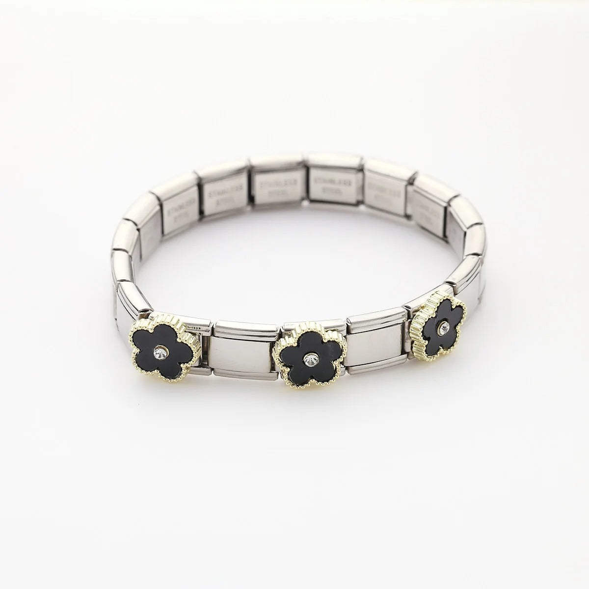 Fashion Five Leaf Flower Bracelet Stainless Steel Strap Stretch Simple for Woman Girl New Trend