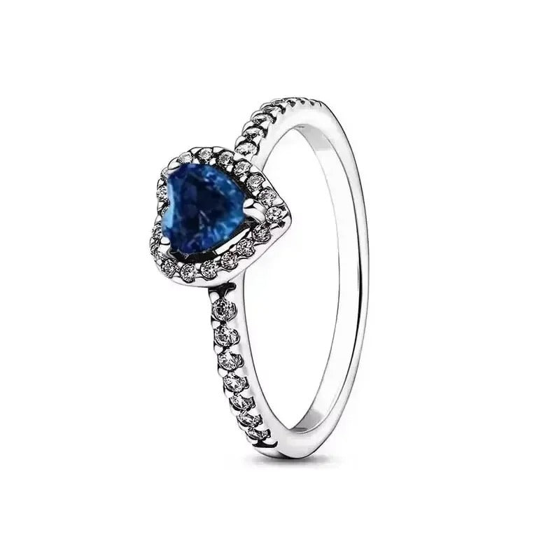 High quality 925 Sterling Silver Various Colors Shiny Heart-shaped Ring Exquisite Luxury Charm