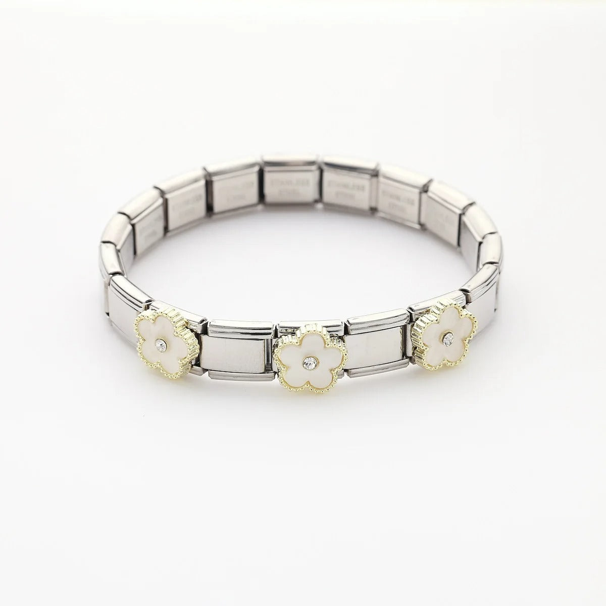 Fashion Five Leaf Flower Bracelet Stainless Steel Strap Stretch Simple for Woman Girl New Trend