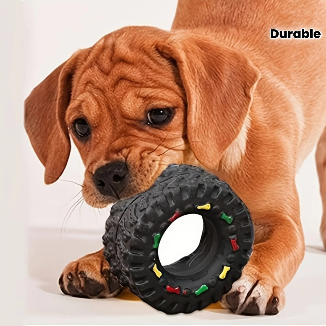 1pc Durable Dog Chew Wheel Toy Chew-Resistant Interactive Sound Teeth Training
