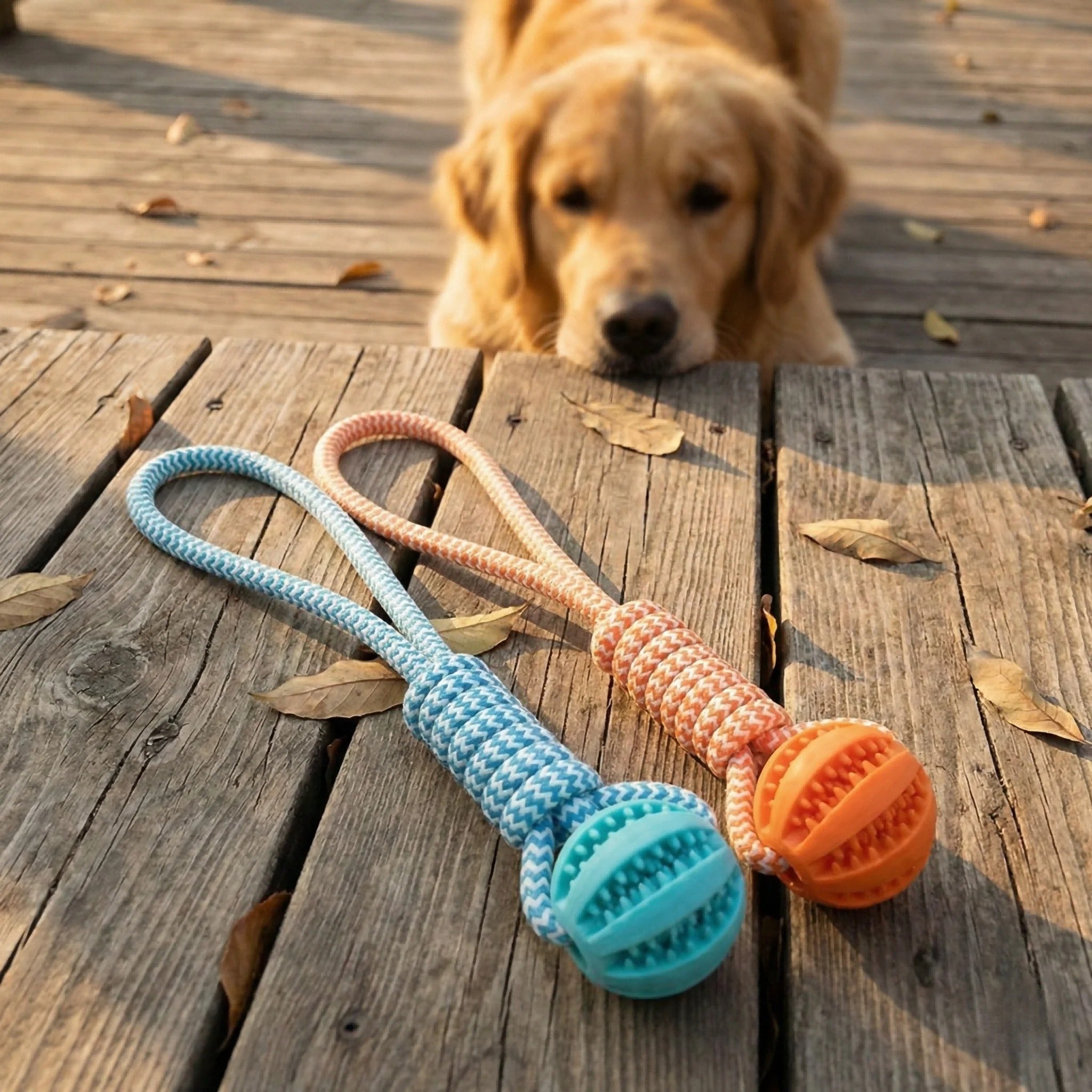 1-Pack Dog Puzzle Toy with Rope Handle - 18×5cm Treat Dispensing Rubber Ball