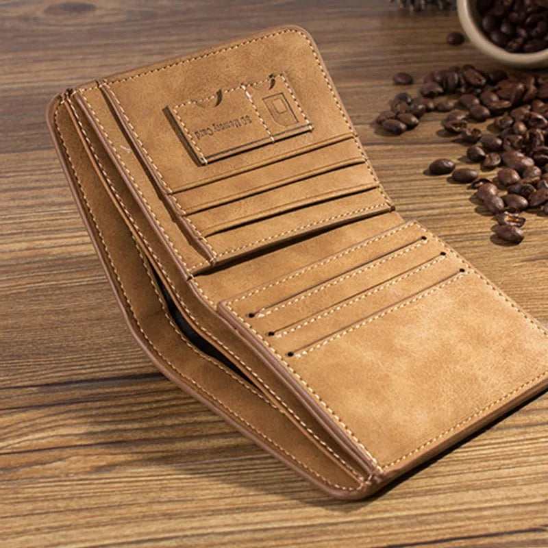 Men's Wallet Leather Billfold Slim Hipster Cowhide Credit Card/ID Holders Inserts Coin Purses