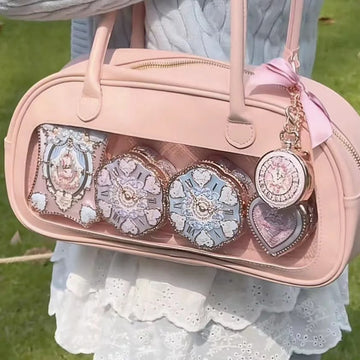 Flower knows makeup tools pink handbag Cosmetic Bag Pink Handbag PU Summer Limited Leather Bag
