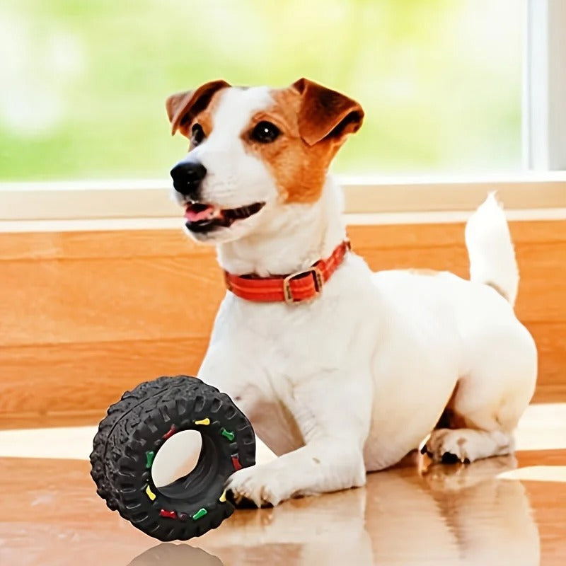 1pc Durable Dog Chew Wheel Toy Chew-Resistant Interactive Sound Teeth Training