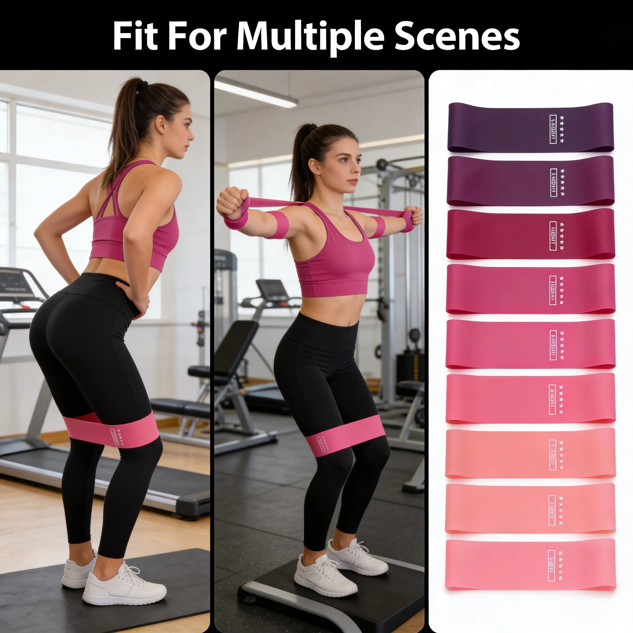 Resistance Bands Set 5 Levels Non-Slip Exercise Booty Bands for Hip Legs Glutes Workout