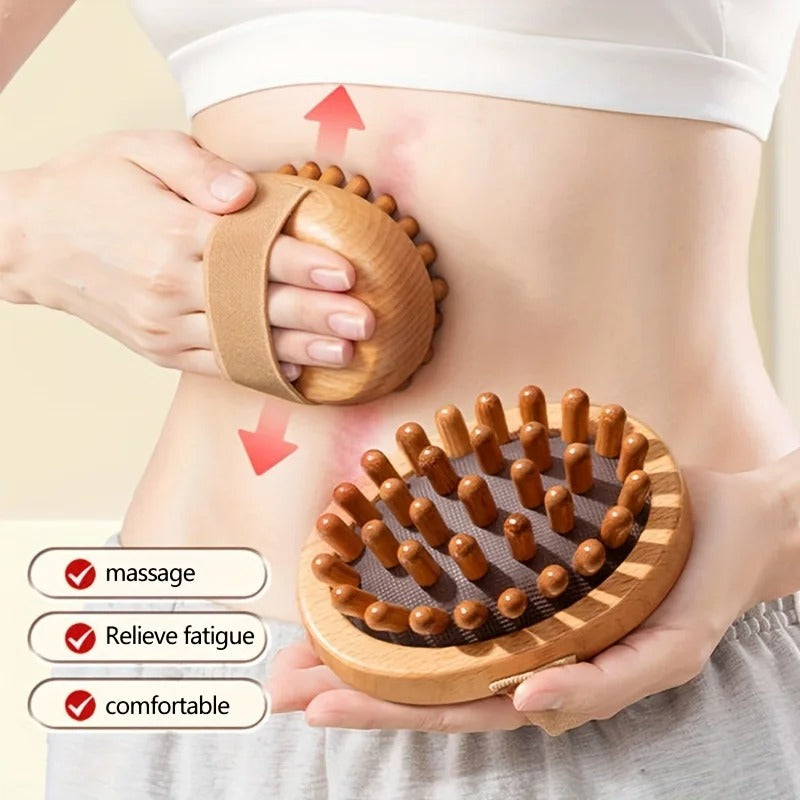 1pc Wooden Meridian Massage Brush Soft Manual Full Body Gua Sha Massager Head Abdomen Leg