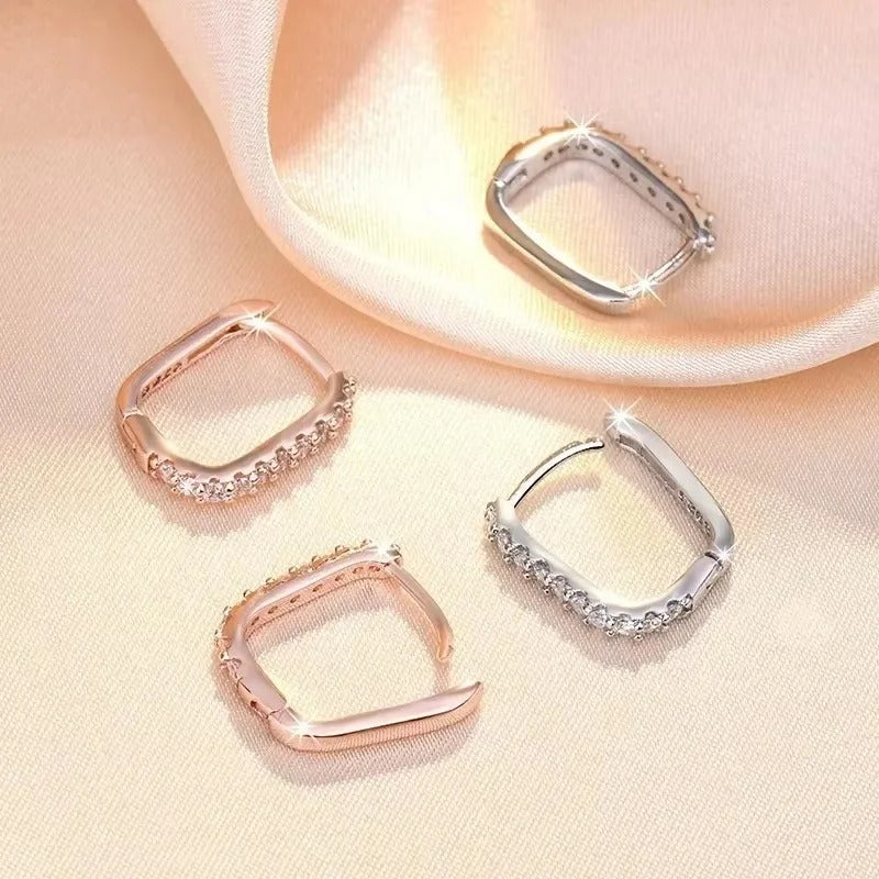 terling Silver Circle Hoop Earrings for Women Fashion Luxury Crystal Zirconia Earrings Party
