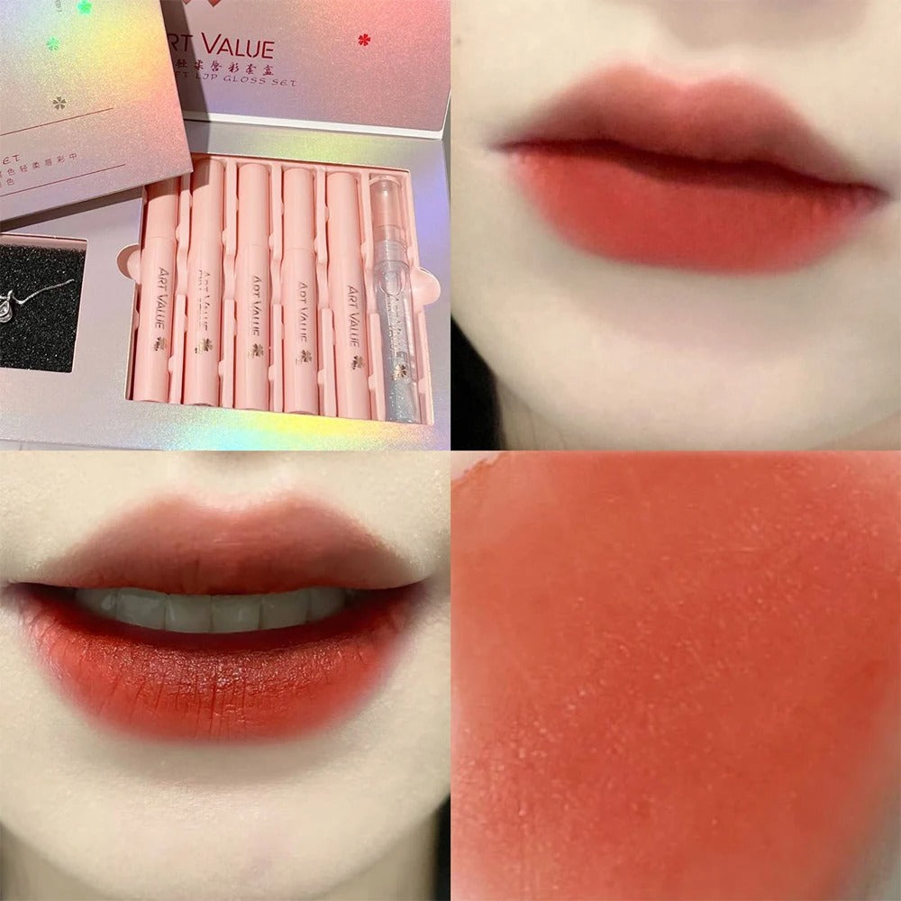 Lip Gloss Set Waterproof Moisturizing Makeup Matte Liquid Lipstick Kit Lip Balm Oil Nourishing