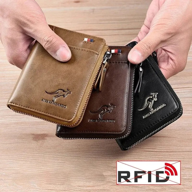 Mens Wallet Leather Business Card Holder Zipper Purse Luxury Wallets for Men