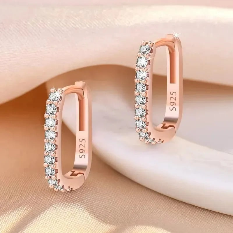 terling Silver Circle Hoop Earrings for Women Fashion Luxury Crystal Zirconia Earrings Party
