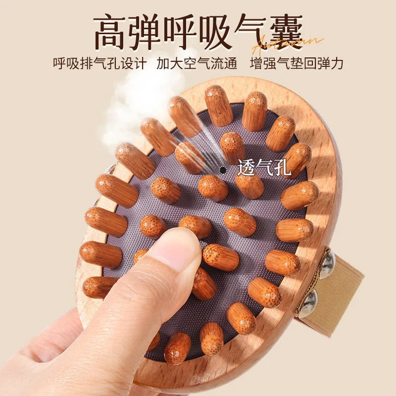 1pc Wooden Meridian Massage Brush Soft Manual Full Body Gua Sha Massager Head Abdomen Leg