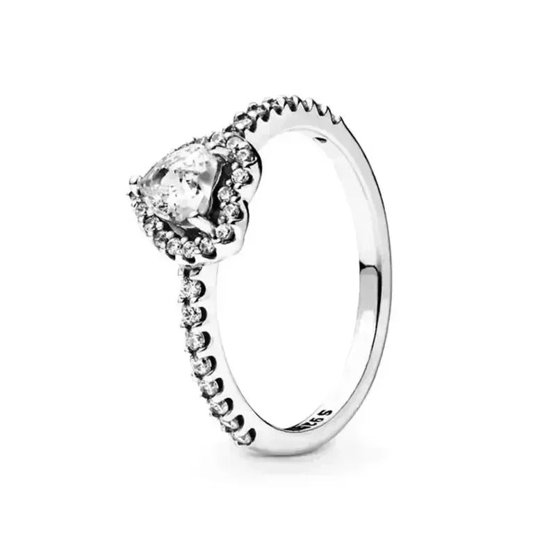 High quality 925 Sterling Silver Various Colors Shiny Heart-shaped Ring Exquisite Luxury Charm
