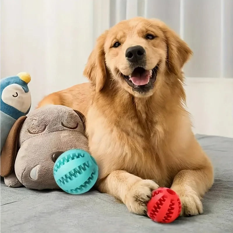 1-Pack Dog Puzzle Toy with Rope Handle - 18×5cm Treat Dispensing Rubber Ball